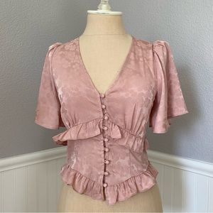 ASTR Button Down Blouse in Blush